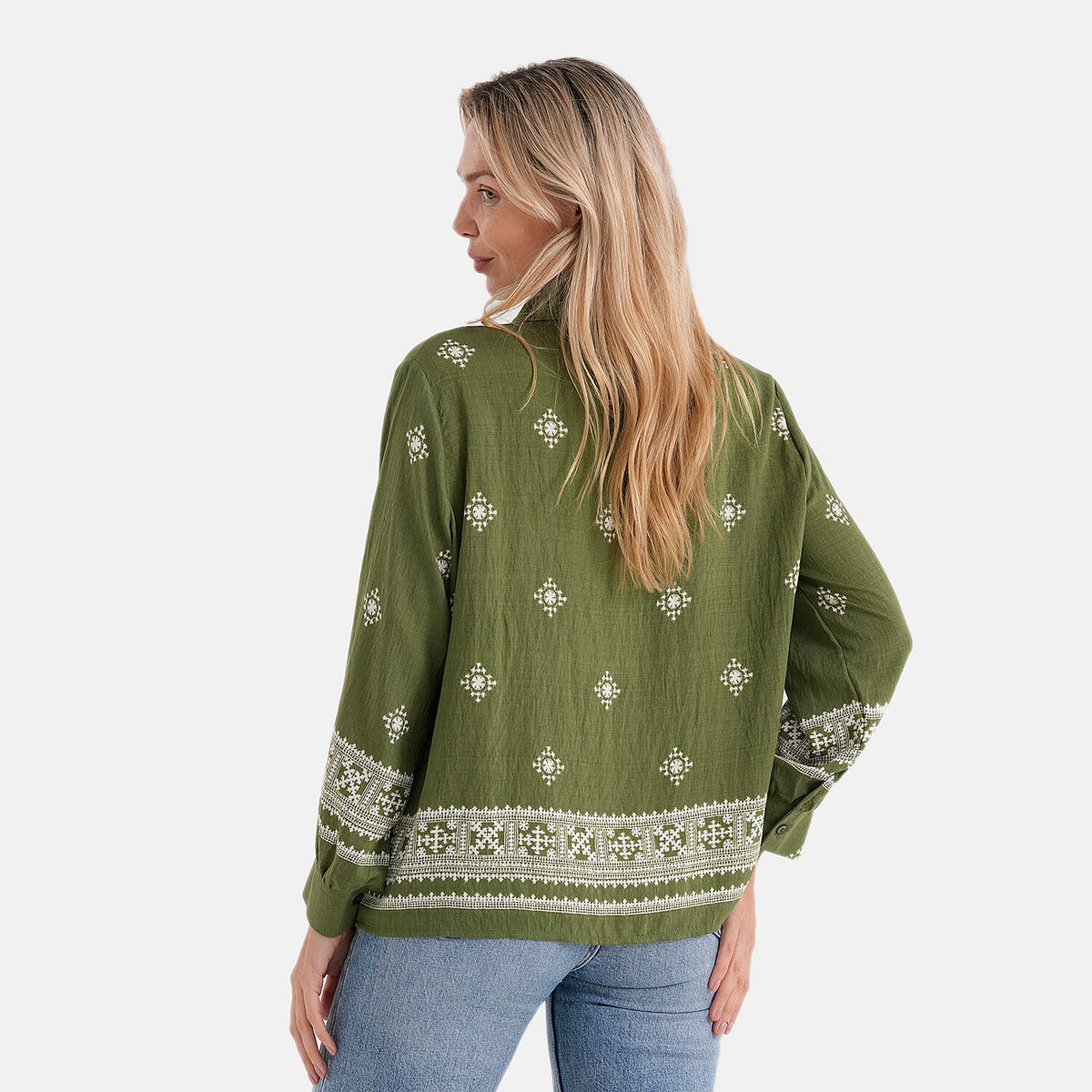 La Marey Placement Print Long-Sleeve Shirt (Size 8 to 14) - Green V32633872 3