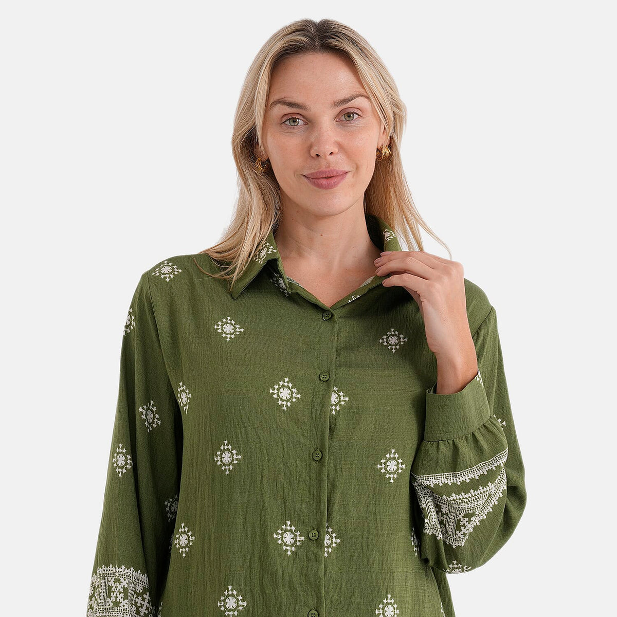La Marey Placement Print Long-Sleeve Shirt (Size 8 to 14) - Green V32633872 6
