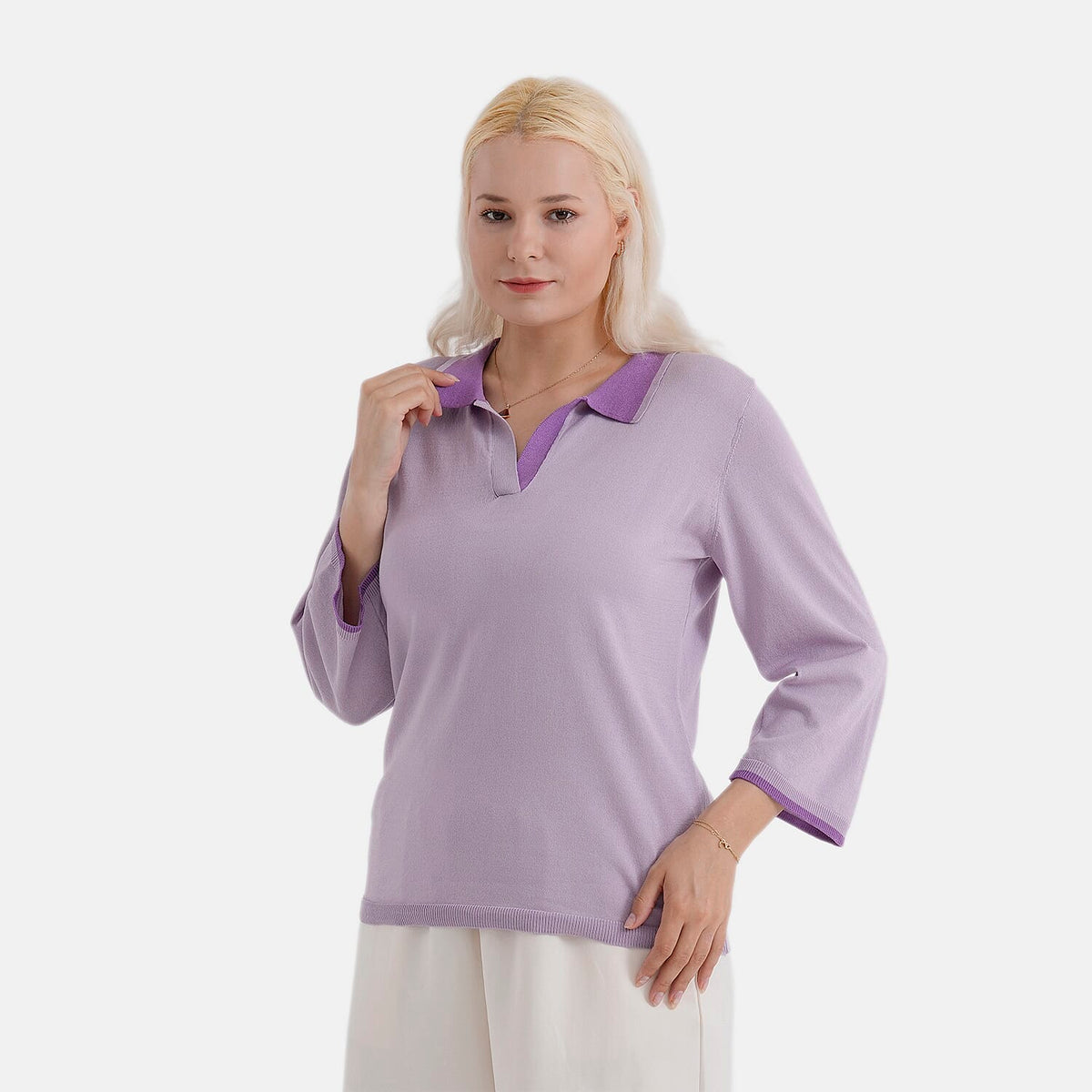 La Marey Light Knitted Polo Shirt (Size S, Fit 8 To 10) - Purple V32529978 5
