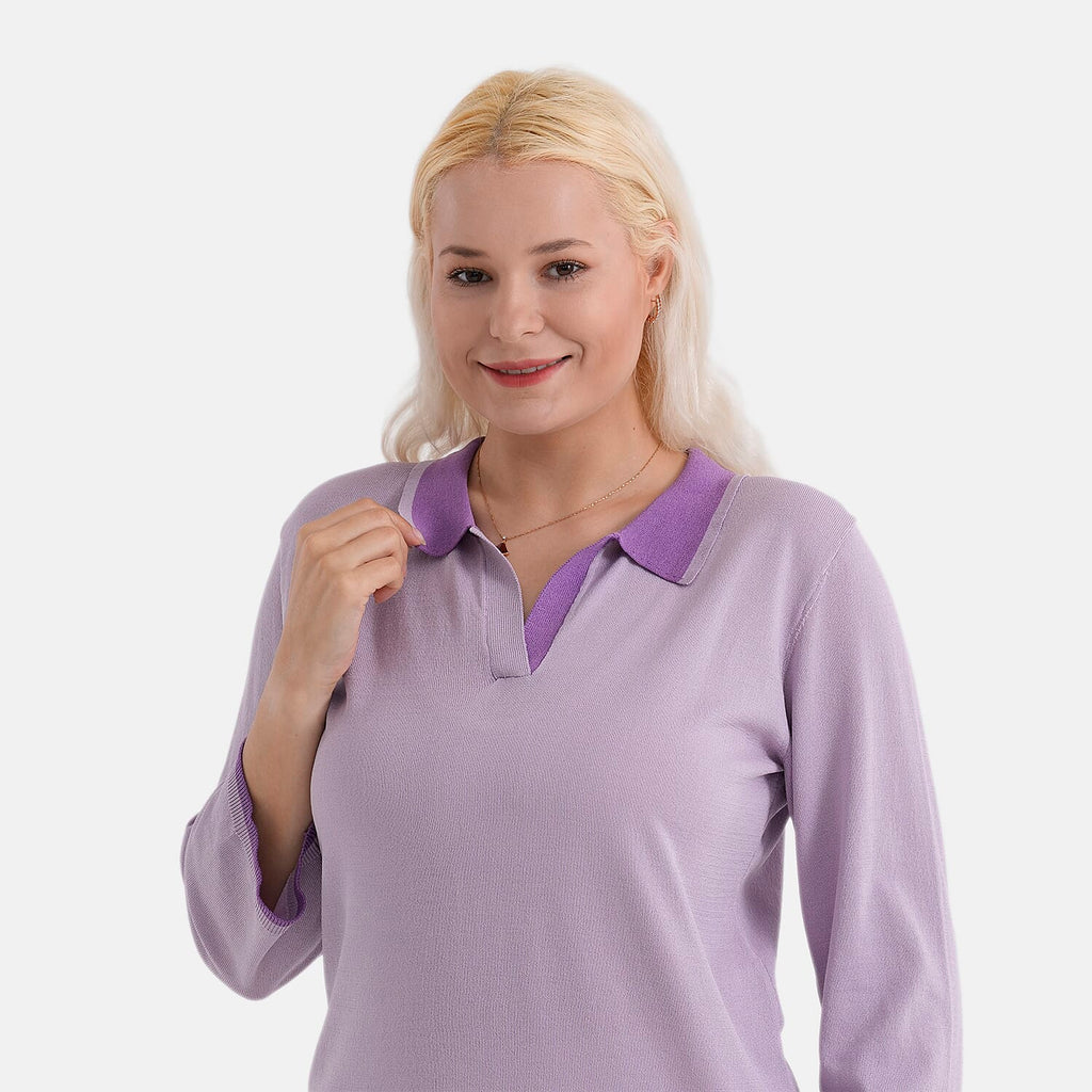 La Marey Light Knitted Polo Shirt (Size S, Fit 8 To 10) - Purple