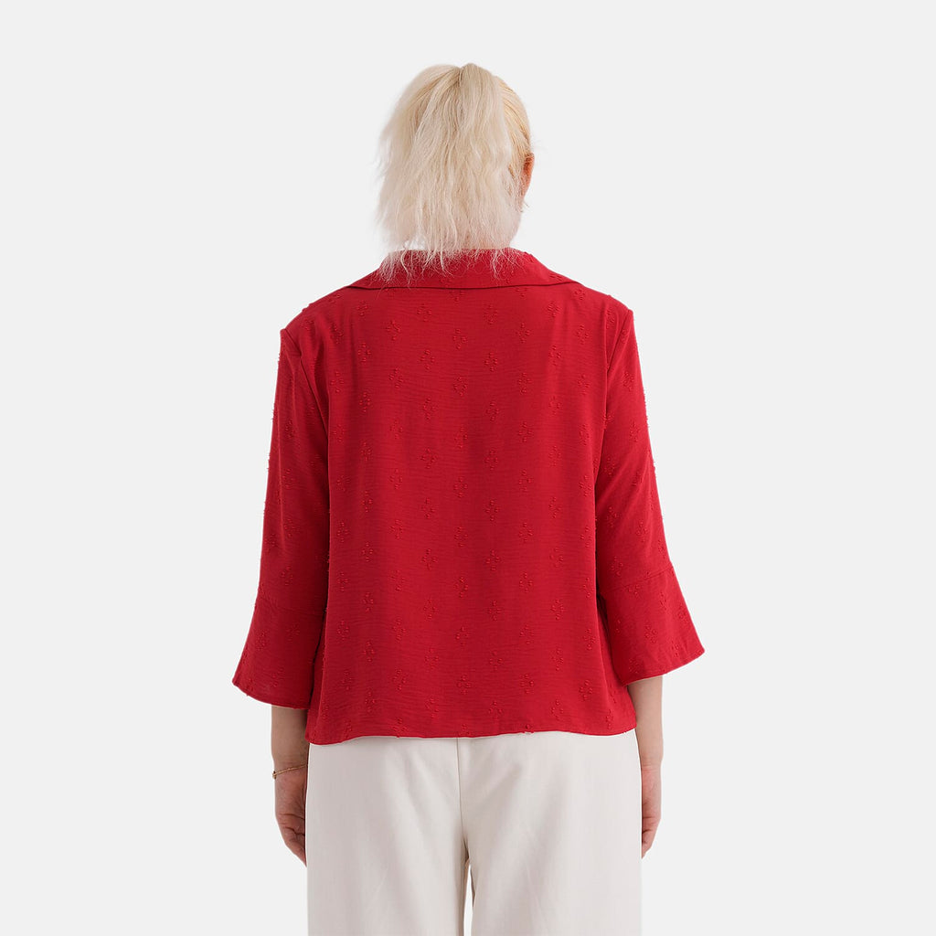 La Marey Embroidered Shirt (Size - 18 to 22) - Red