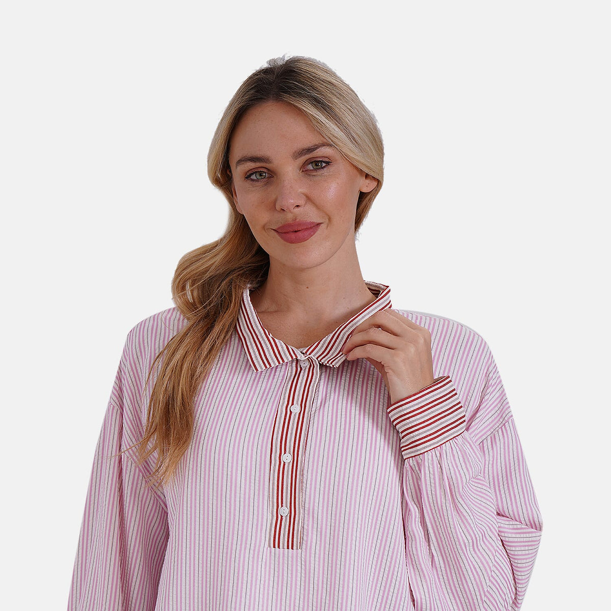 La Marey Colour Block Stripe Design Shirt (Size XL, 20-22) - Pink, White &amp; Red Stripes V32552666 10