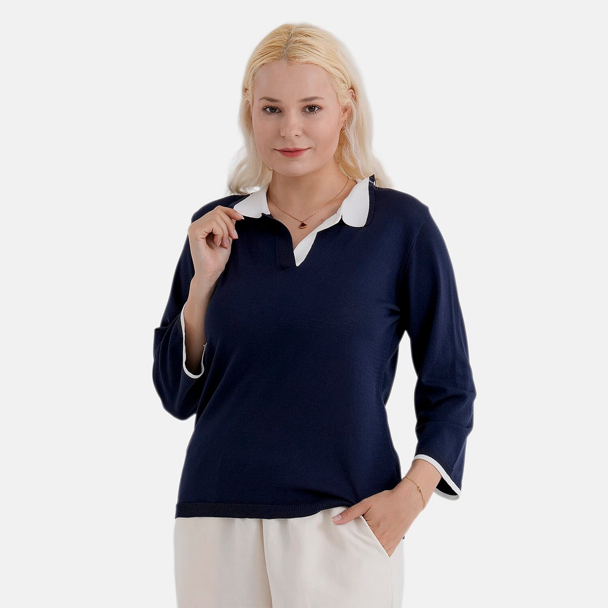La Marey Light Knitted Polo Shirt (Size XL, Fit 20 To 22) - Navy Blue V32605353 5