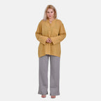 La Marey Cotton Blend 3-4 Sleeve Shirt (Size L) - Yellow