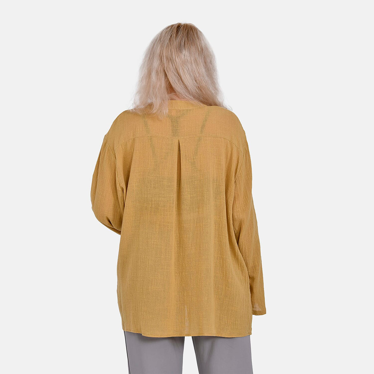 La Marey Cotton Blend 3-4 Sleeve Shirt (Size L) - Yellow 7725207 2