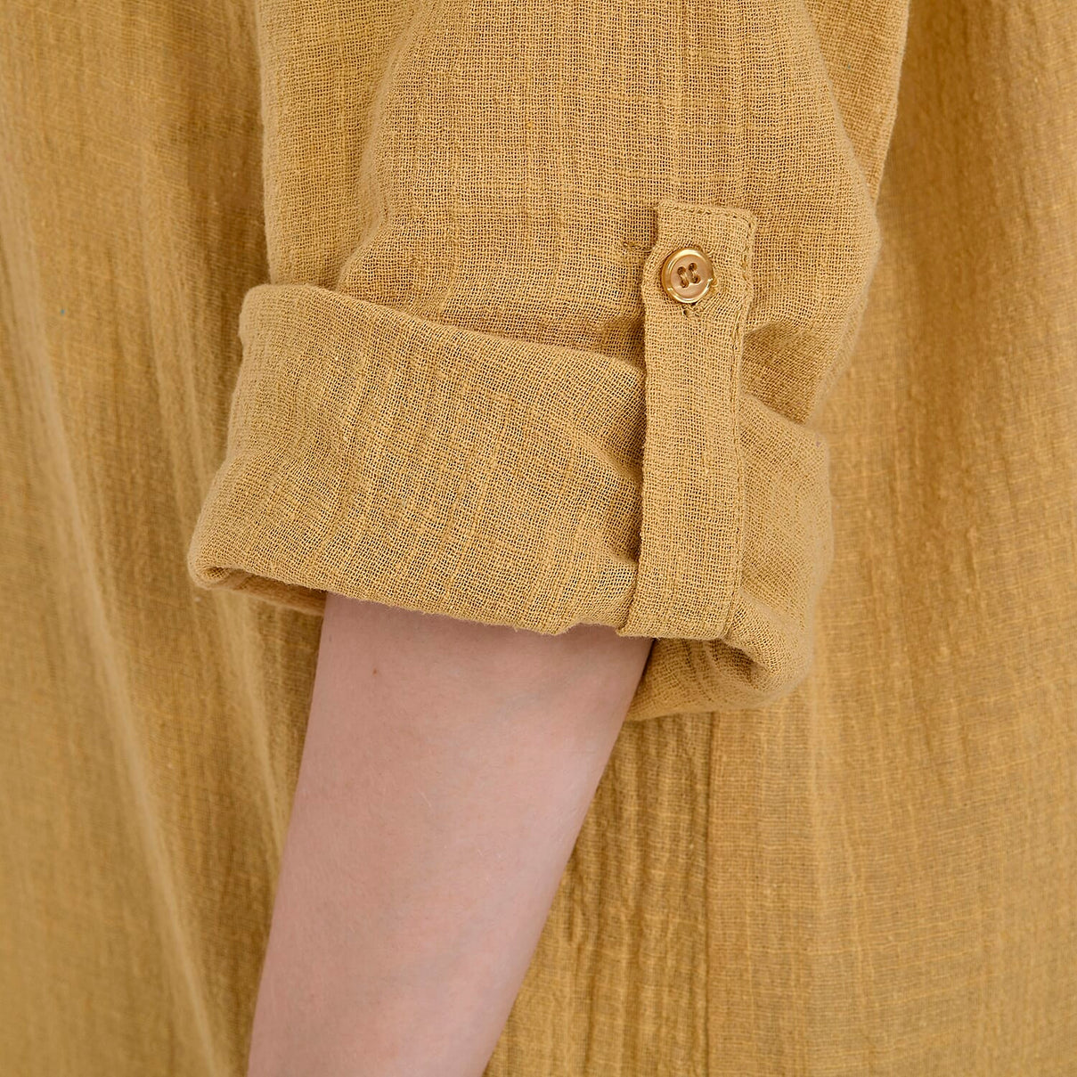 La Marey Cotton Blend 3-4 Sleeve Shirt (Size L) - Yellow 7725207 8
