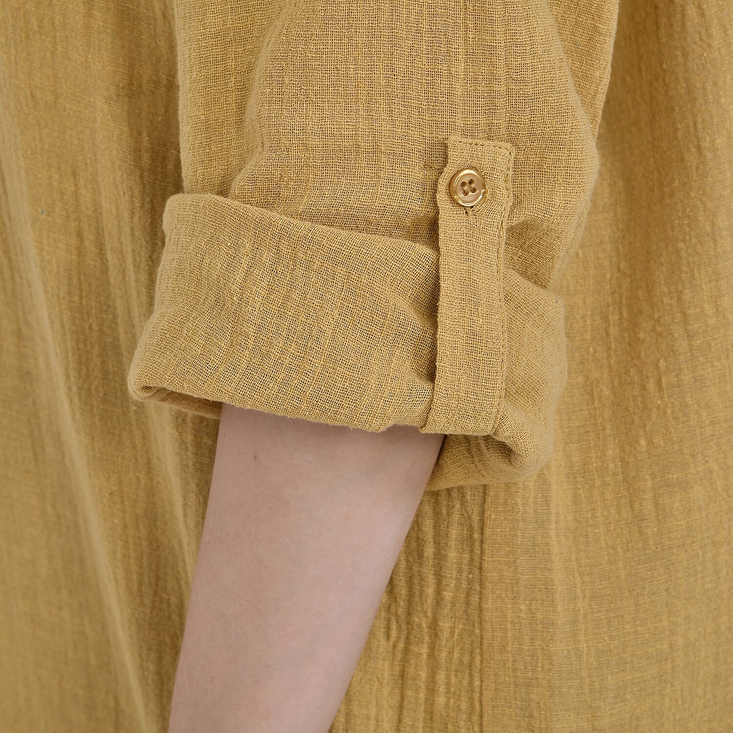 La Marey Cotton Blend 3-4 Sleeve Shirt (Size L) - Yellow 7725207 8
