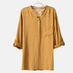 La Marey Cotton Blend 3-4 Sleeve Shirt (Size L) - Yellow