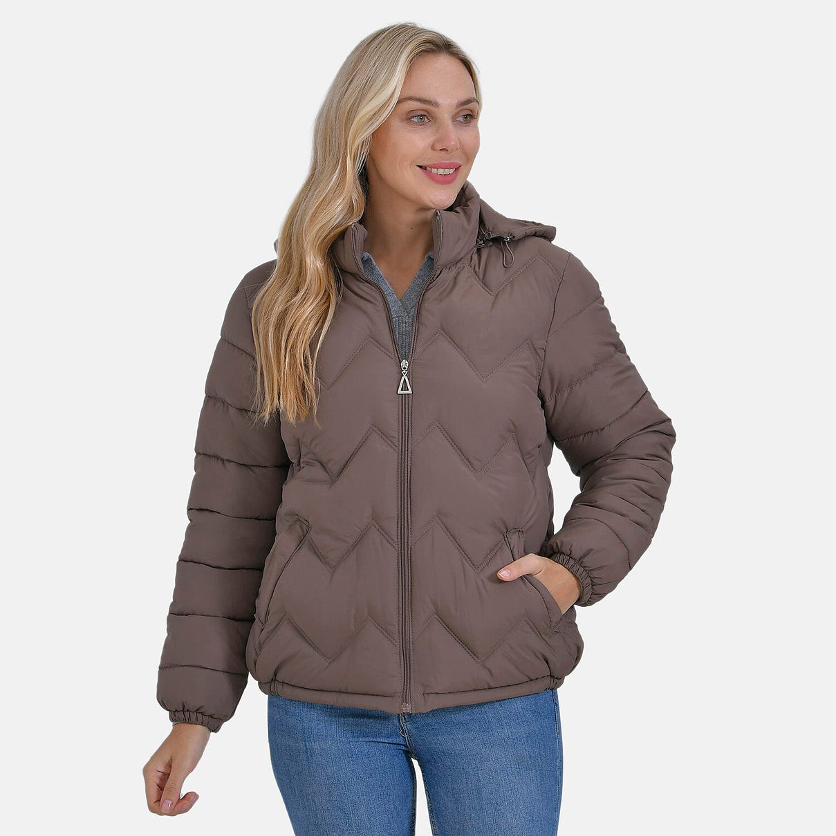 La Marey Short Lightning-Patterned Quilted Jacket with Hood 7858888 4