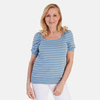 La Marey Short Sleeve Aop Top (Size 18) - Light Blue