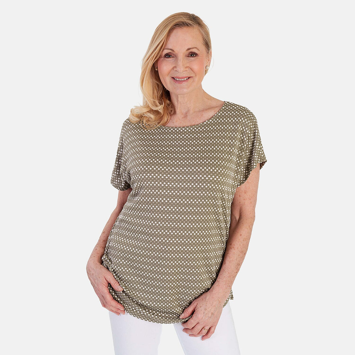 La Marey Short Sleeve Aop Top (Size 20) - Olive V32622620 0