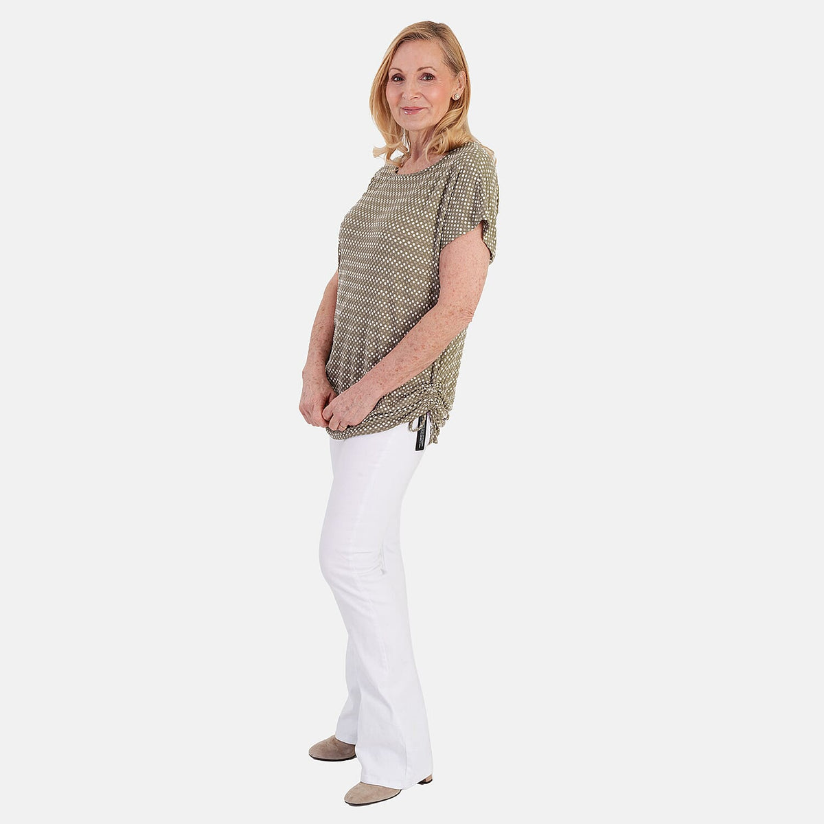 La Marey Short Sleeve Aop Top (Size 20) - Olive V32622620 1