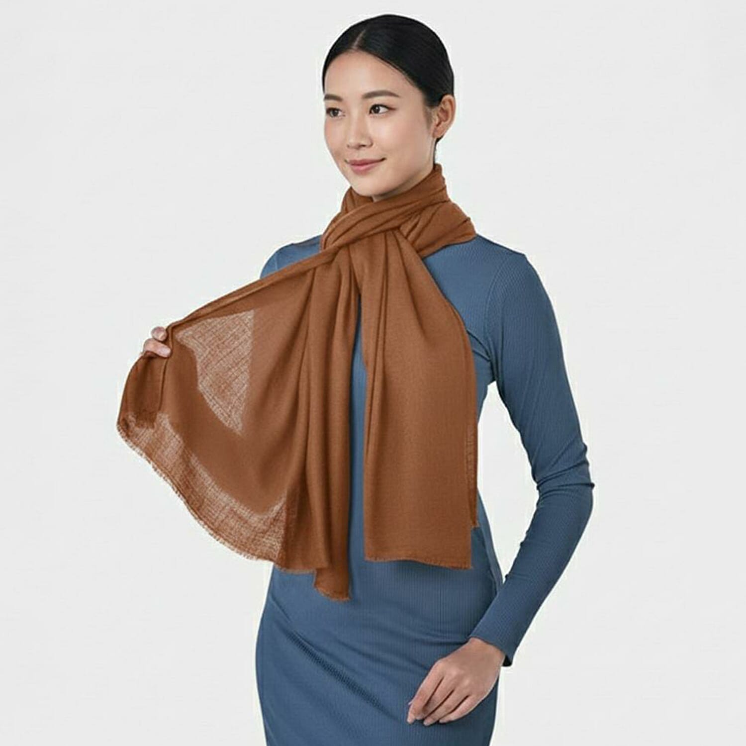 La Marey Signature 100% Cashmere Wool Scarf (Size 195 x 70 Cm) -Mocha 8232872 1