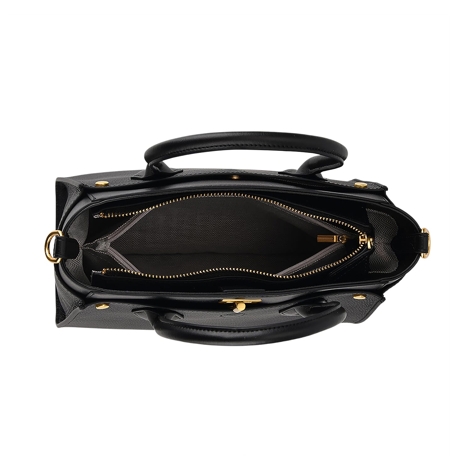 DOD- La Marey Signature Genuine Leather Structured Handbag with Crossbody Strap - Black 8345487 4