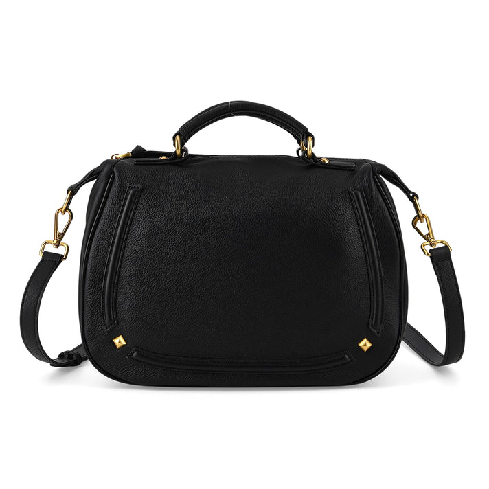 La Marey Signature Genuine Italian Leather Luxury Structured Top-Handle Handbag - Burgundy 8377437 1