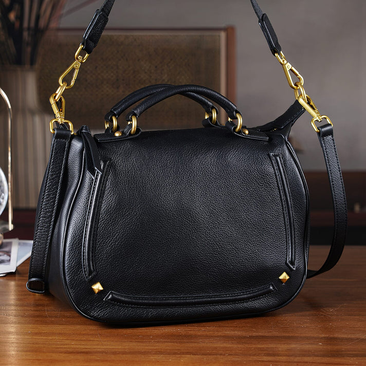 La Marey Signature Genuine Italian Leather Luxury Structured Top-Handle Handbag - Burgundy 8377437 2