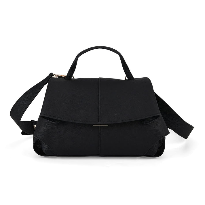 La Marey Signature Genuine Leather Tote-Top Handle Handbag with Crossbody Strap - Black 8437862 1