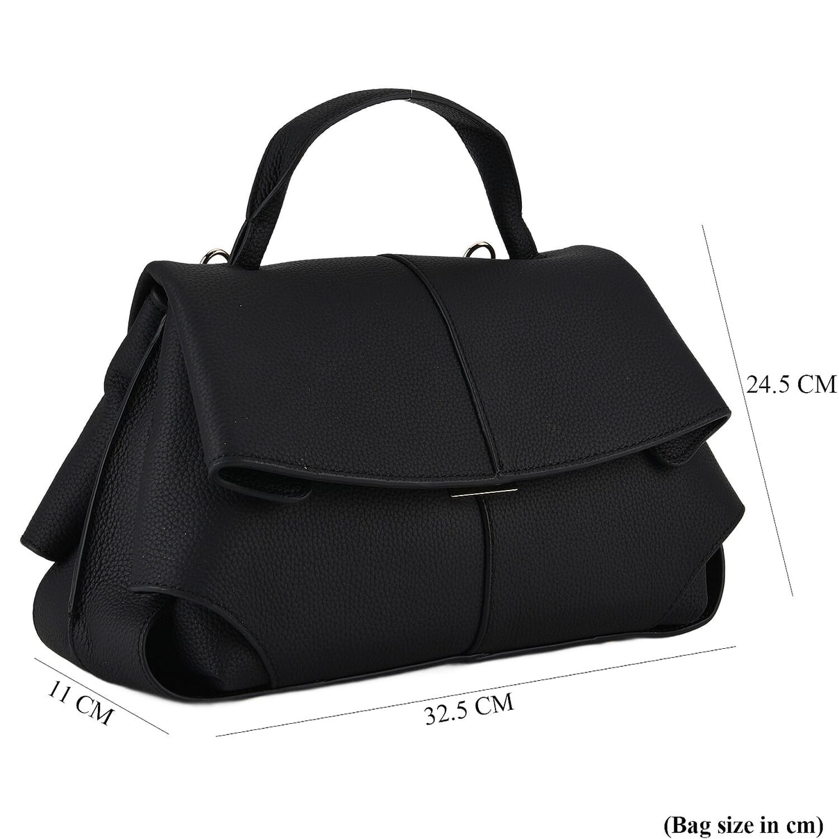 La Marey Signature Genuine Leather Tote-Top Handle Handbag with Crossbody Strap - Black V32535096 8
