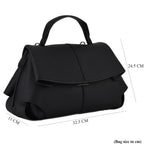 La Marey Signature Genuine Leather Tote-Top Handle Handbag with Crossbody Strap - Black