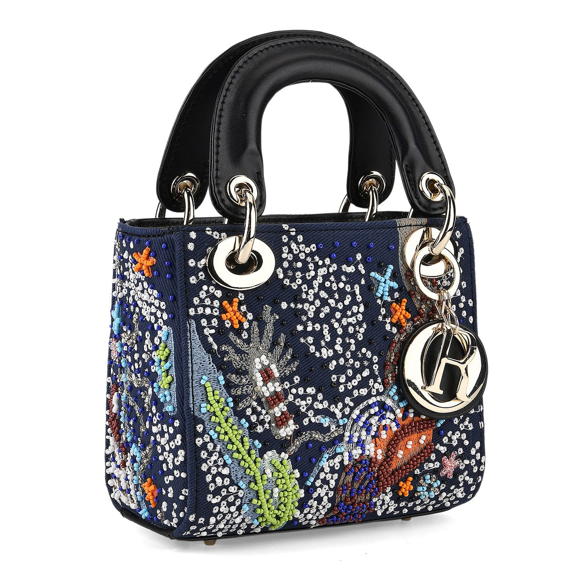 LA MAREY SIGNATURE Genuine Leather Marin Animal Sequins Embroidery Handbag - MultiColour 8430101 0