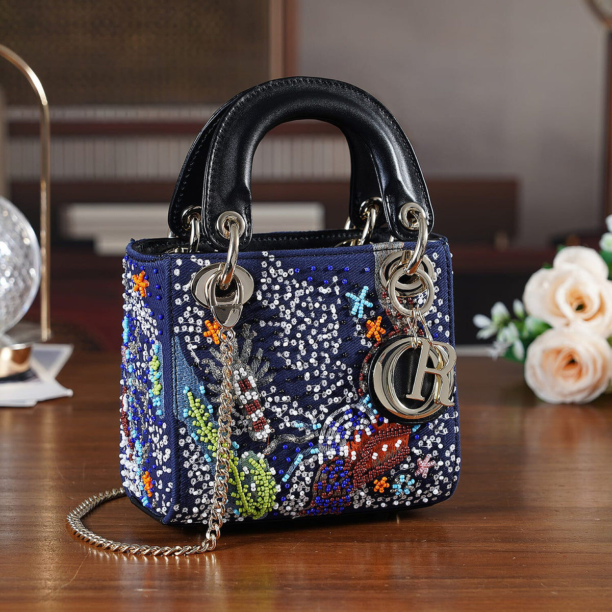 LA MAREY SIGNATURE Genuine Leather Marin Animal Sequins Embroidery Handbag - MultiColour 8430101 2