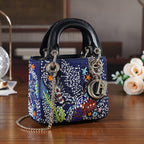 LA MAREY SIGNATURE Genuine Leather Marin Animal Sequins Embroidery Handbag - MultiColour