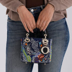 LA MAREY SIGNATURE Genuine Leather Marin Animal Sequins Embroidery Handbag - MultiColour