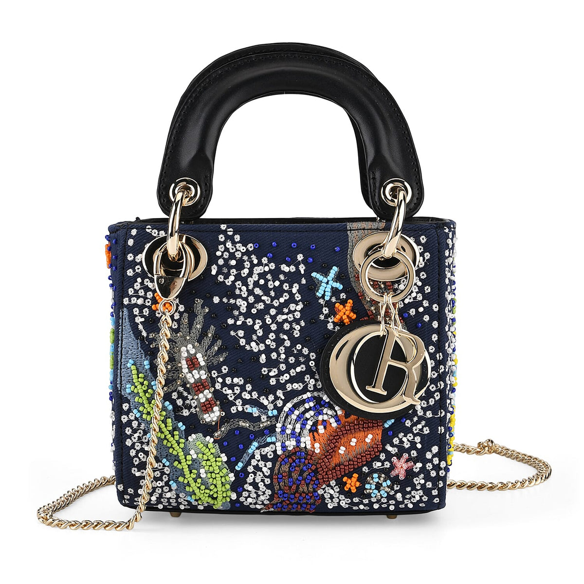 LA MAREY SIGNATURE Genuine Leather Marin Animal Sequins Embroidery Handbag - MultiColour 8430101 6