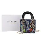 LA MAREY SIGNATURE Genuine Leather Marin Animal Sequins Embroidery Handbag - MultiColour
