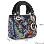 LA MAREY SIGNATURE Genuine Leather Marin Animal Sequins Embroidery Handbag - MultiColour