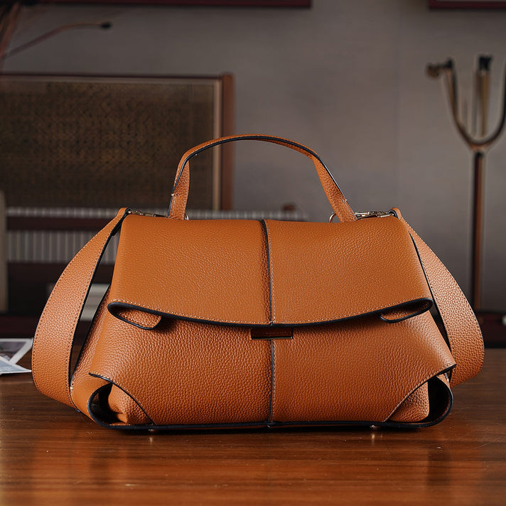 La Marey Signature Genuine Leather Tote-Top Handle Handbag with Crossbody Strap - Black 8437862 2