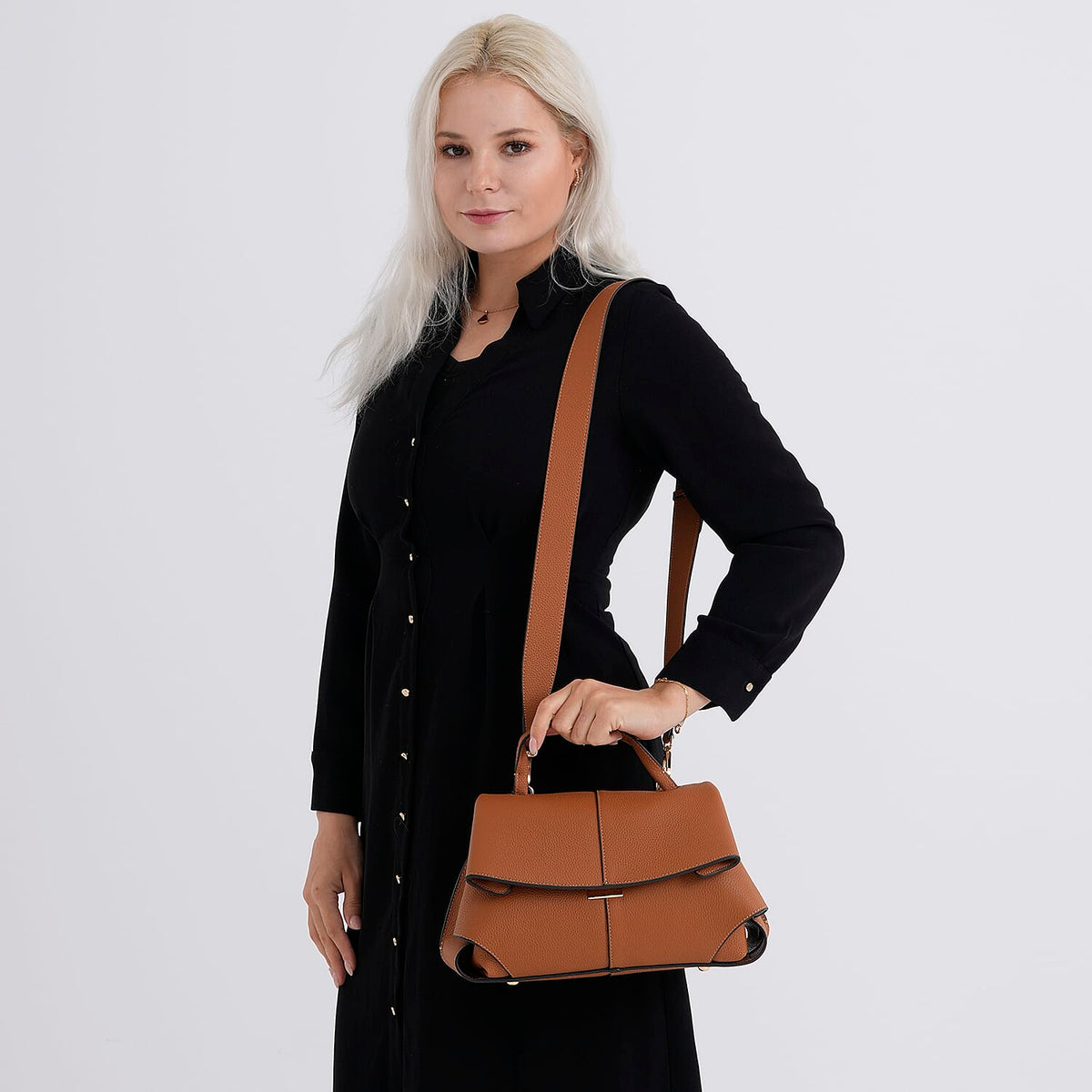 La Marey Signature Genuine Leather Tote - Top Handle Handbag with Crossbody Strap - Brown 8437860 3