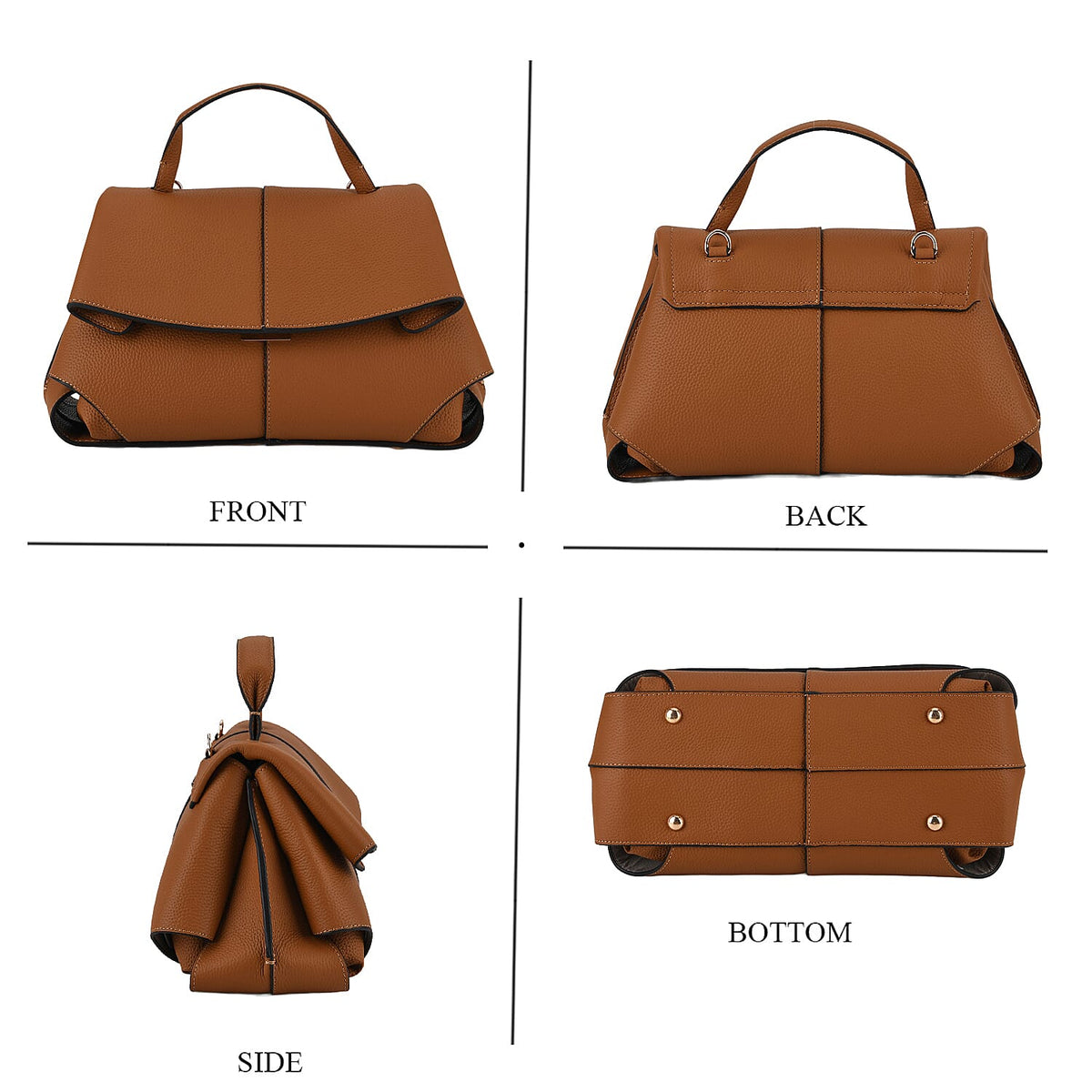 La Marey Signature Genuine Leather Tote - Top Handle Handbag with Crossbody Strap - Brown 8437860 5