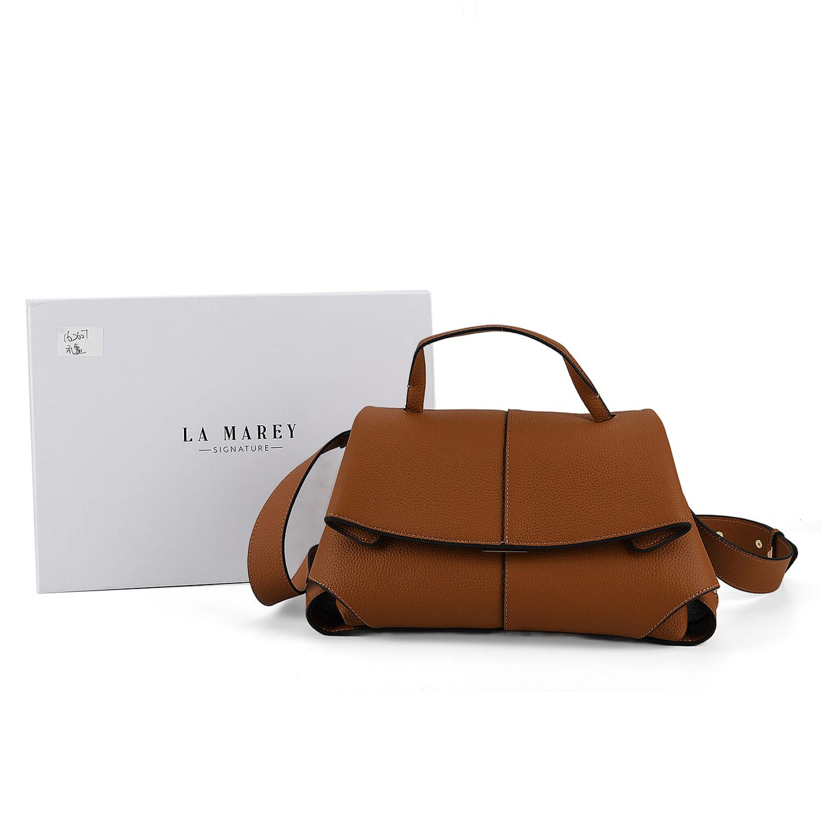 La Marey Signature Genuine Leather Tote - Top Handle Handbag with Crossbody Strap - Brown 8437860 7