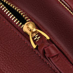 La Marey Signature Genuine Italian Leather Luxury Structured Top-Handle Handbag - Burgundy