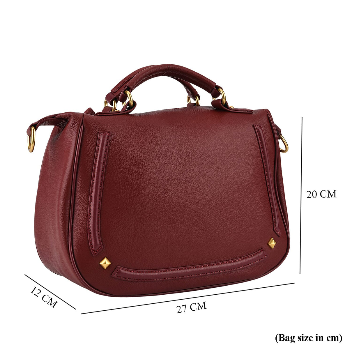 La Marey Signature Genuine Italian Leather Luxury Structured Top-Handle Handbag - Burgundy 8377437 9