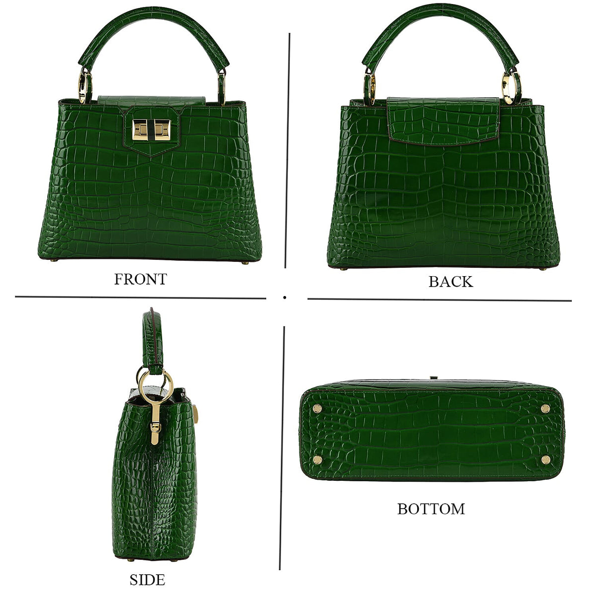 TJC 20TH ANNIVERSARY EXCLUSIVE La Marey Signature Genuine Leather Croc-Embossed Satchel Handbag - Green V32702576 5