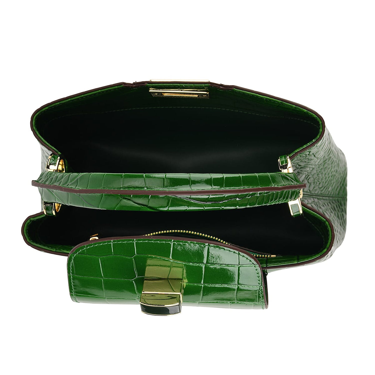 TJC 20TH ANNIVERSARY EXCLUSIVE La Marey Signature Genuine Leather Croc-Embossed Satchel Handbag - Green V32702576 7