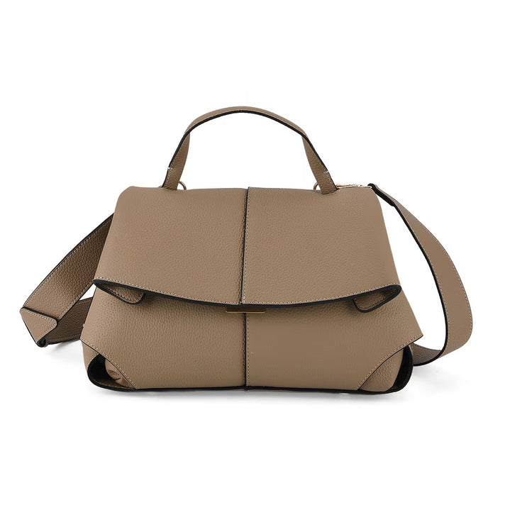 La Marey Signature Genuine Leather Tote-Top Handle Handbag with Crossbody Strap - Black 8437862 1