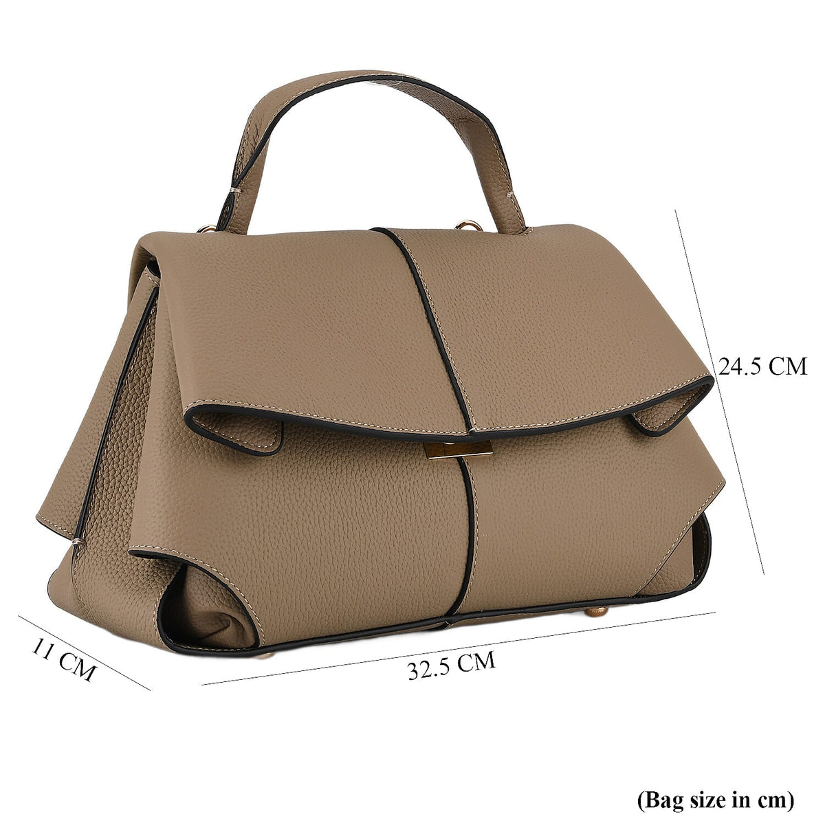 La Marey Signature Genuine Leather Tote-Top Handle Handbag with Crossbody Strap - Grey 8437863 8