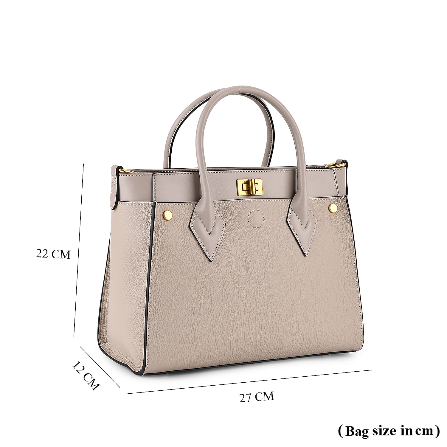 La Marey Signature Genuine Leather Structured Handbag with Crossbody Strap - Light Grey 8345493 2