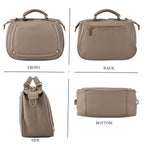 La Marey Signature Genuine Italian Leather Luxury Structured Top-Handle Handbag - Taupe