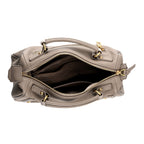 La Marey Signature Genuine Italian Leather Luxury Structured Top-Handle Handbag - Taupe