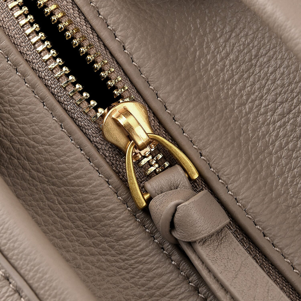 La Marey Signature Genuine Italian Leather Luxury Structured Top-Handle Handbag - Taupe V32630391 8