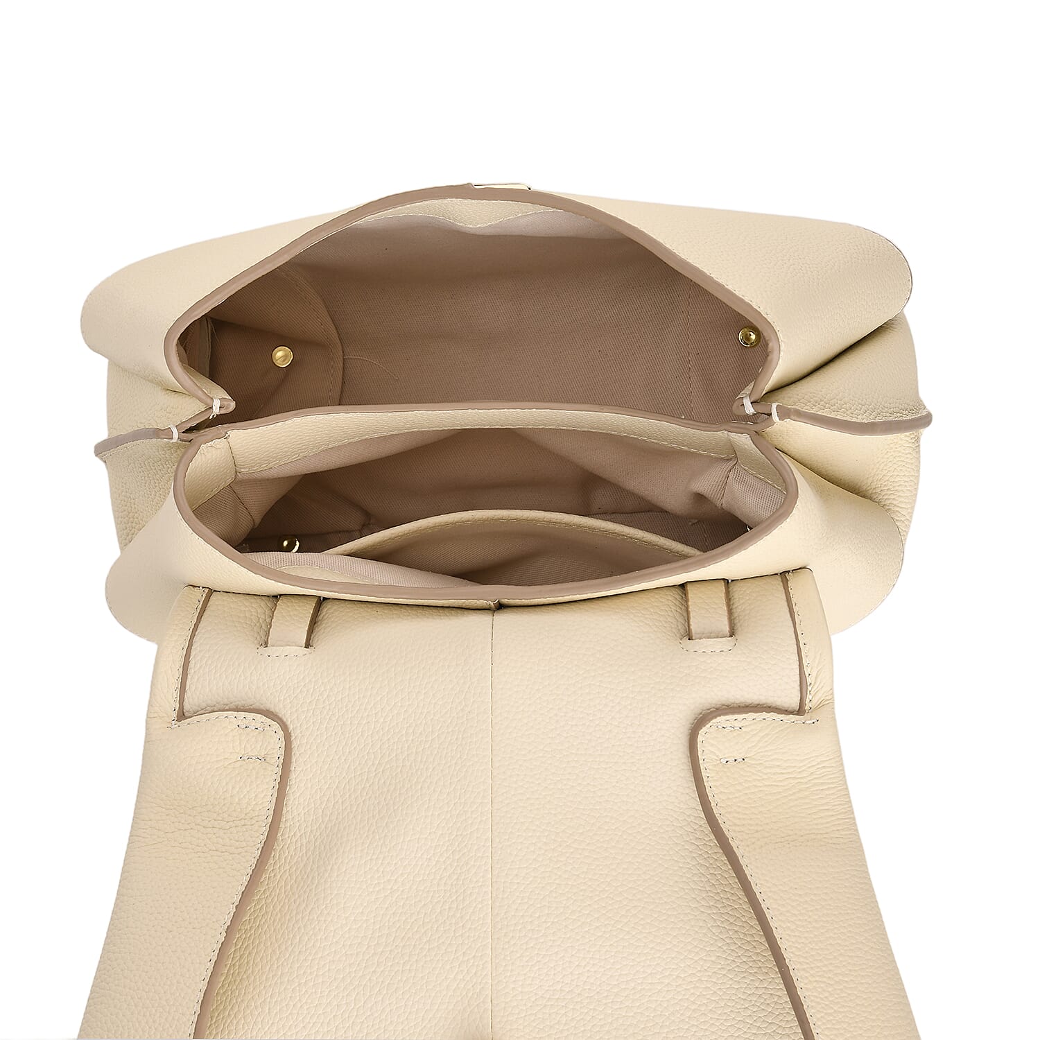 La Marey Signature Genuine Leather Tote Top Handle Handbag with Crossbody Strap - Off White V32516064 6