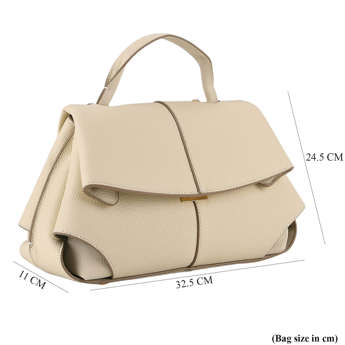 La Marey Signature Genuine Leather Tote Top Handle Handbag with Crossbody Strap - Off White V32516064 8
