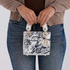 LA MAREY SIGNATURE Genuine Leather Tiger Sequins Embroidery Handbag - Blue