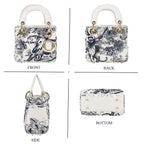 LA MAREY SIGNATURE Genuine Leather Tiger Sequins Embroidery Handbag - Blue