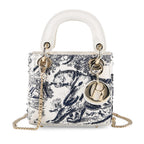 LA MAREY SIGNATURE Genuine Leather Tiger Sequins Embroidery Handbag - Blue