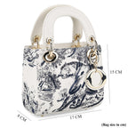 LA MAREY SIGNATURE Genuine Leather Tiger Sequins Embroidery Handbag - Blue